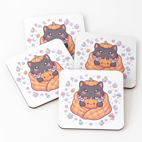 Item preview, Cute Black Cat Wrapped in Blanket – Cozy Halloween Illustration designed and sold by Biwbiwty.