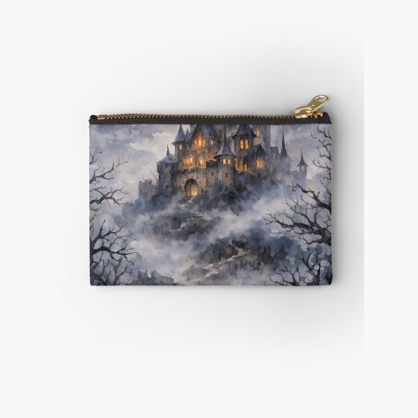 Item preview, Haunted Gothic Castle in Moonlit Mist Watercolor Fantasy Landscape designed and sold by cr6zym1nd.