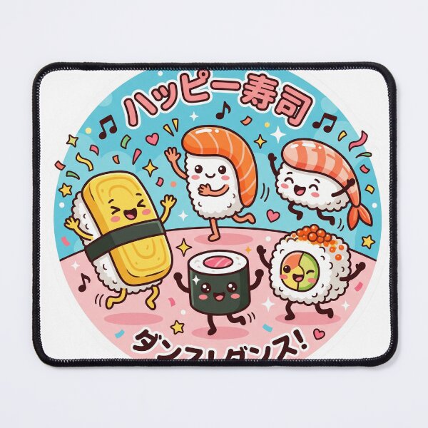 Item preview, Happy Sushi Dance Kawaii Japanese Food Sticker designed and sold by Biwbiwty.