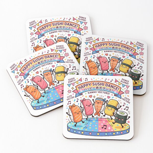 Item preview, Cute Sushi Party Japanese Kawaii Food Illustration designed and sold by Biwbiwty.