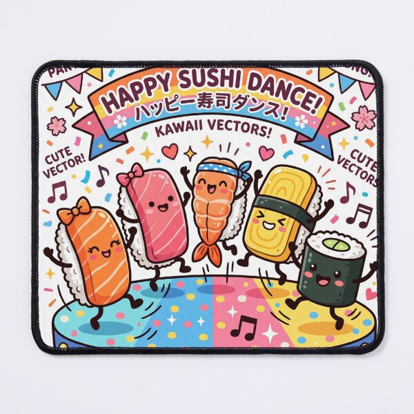 Item preview, Cute Sushi Party Japanese Kawaii Food Illustration designed and sold by Biwbiwty.