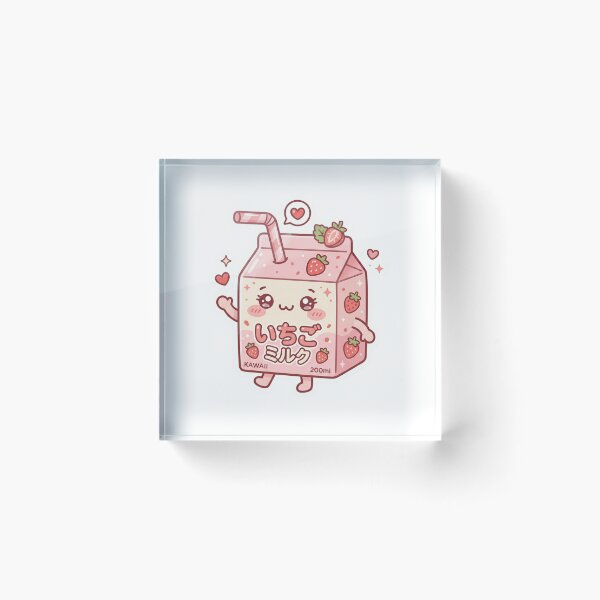 Artikelvorschau, Niedlicher Erdbeermilchkarton-Aufkleber im Kawaii-Pastell-Stil entworfen und verkauft von Biwbiwty.