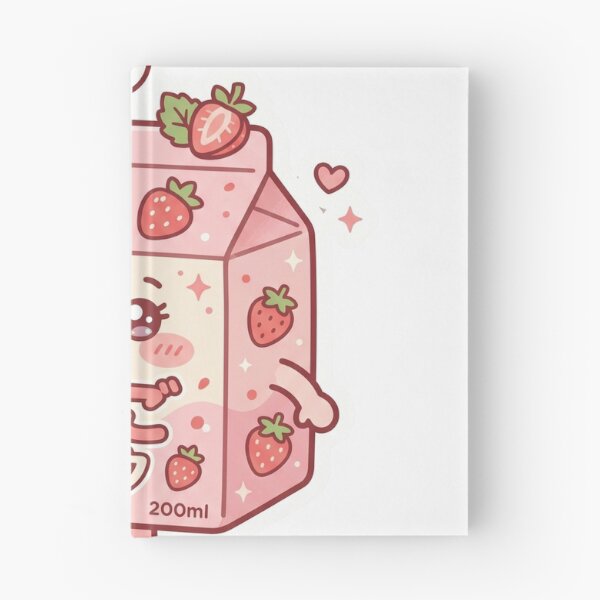Artikelvorschau, Niedlicher Erdbeermilchkarton-Aufkleber im Kawaii-Pastell-Stil entworfen und verkauft von Biwbiwty.