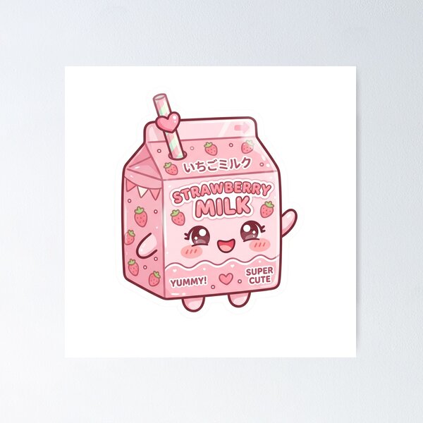 Item preview, Kawaii Japanese Strawberry Milk Cute Pink Aesthetic Sticker designed and sold by Biwbiwty.