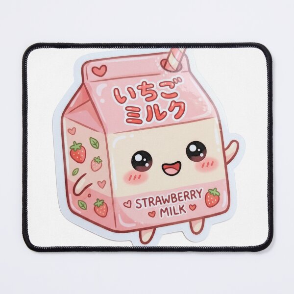 Item preview, Cute Smiling Strawberry Milk Carton Kawaii Sticker designed and sold by Biwbiwty.