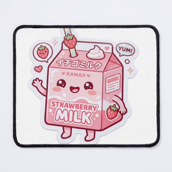Item preview, Kawaii Strawberry Milk Buddy Cute Pastel Character designed and sold by Biwbiwty.