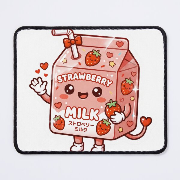 Item preview, Sweet Strawberry Milk Kawaii Pink Cartoon Sticker designed and sold by Biwbiwty.