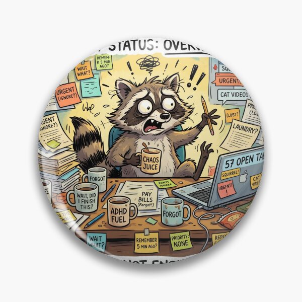 Item preview, ADHD Raccoon Chaos Meme Funny Neurodivergent Sticker designed and sold by Biwbiwty.