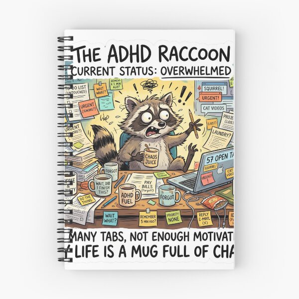 Item preview, ADHD Raccoon Chaos Meme Funny Neurodivergent Sticker designed and sold by Biwbiwty.