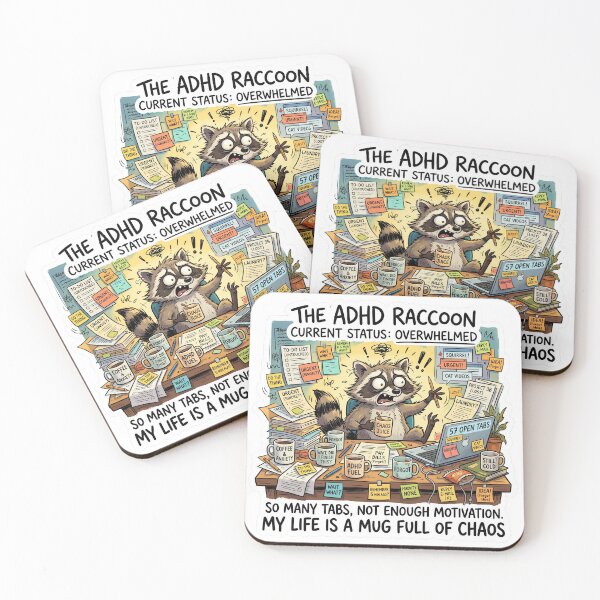 Item preview, ADHD Raccoon Chaos Meme Funny Neurodivergent Sticker designed and sold by Biwbiwty.