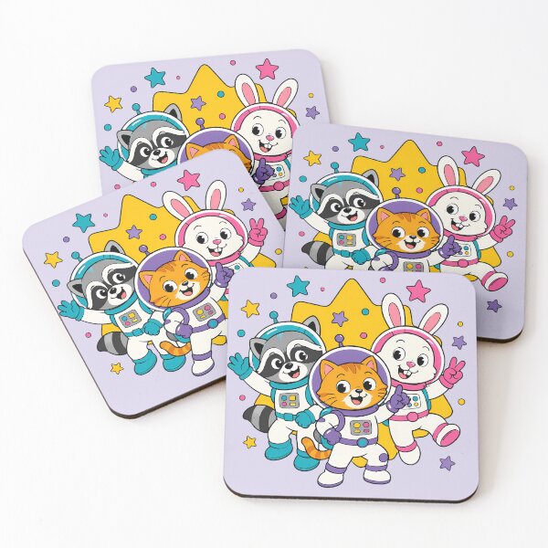 Item preview, Cute Space Astronaut Animals Cat Rabbit Raccoon designed and sold by ArtdesignsA.