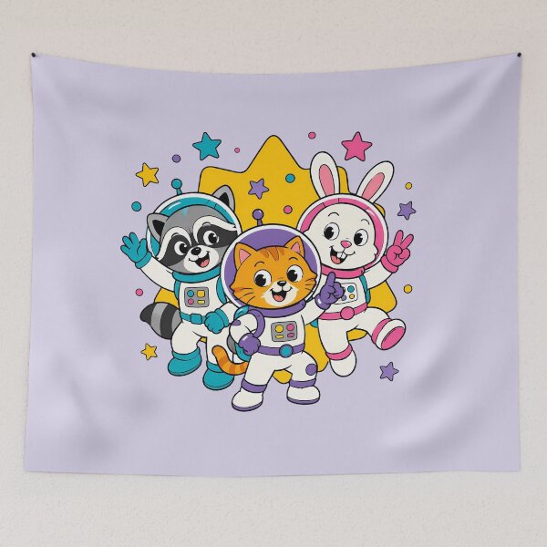 Item preview, Cute Space Astronaut Animals Cat Rabbit Raccoon designed and sold by ArtdesignsA.
