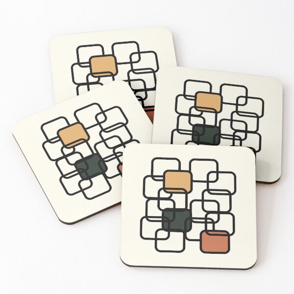 Item preview, Mid Century Modern Geometric Squares Terracotta and Sage designed and sold by EH World | Store.