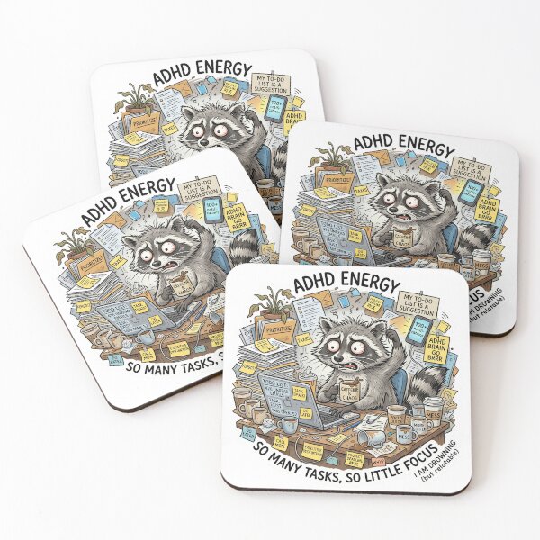 Item preview, ADHD Energy Raccoon Funny Chaotic Meme Sticker designed and sold by Biwbiwty.