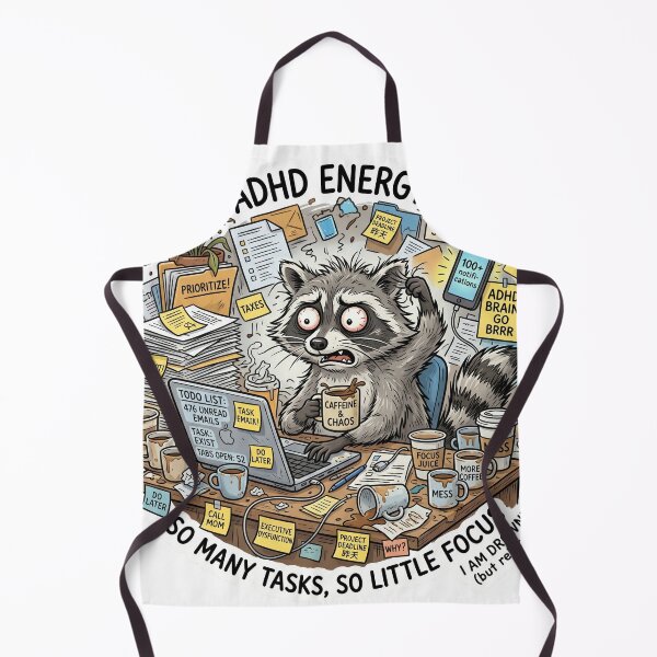 Item preview, ADHD Energy Raccoon Funny Chaotic Meme Sticker designed and sold by Biwbiwty.