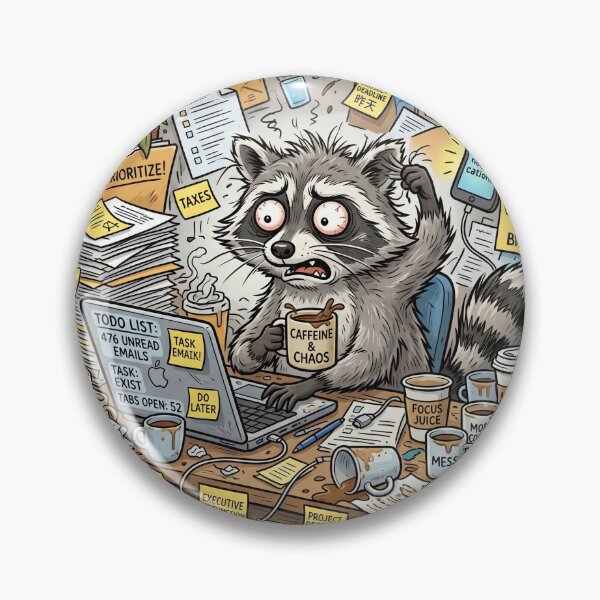 Item preview, ADHD Energy Raccoon Funny Chaotic Meme Sticker designed and sold by Biwbiwty.