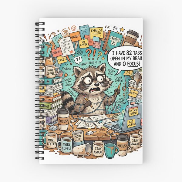 Item preview, ADHD Brain Chaos Funny Raccoon Neurodivergent Sticker designed and sold by Biwbiwty.