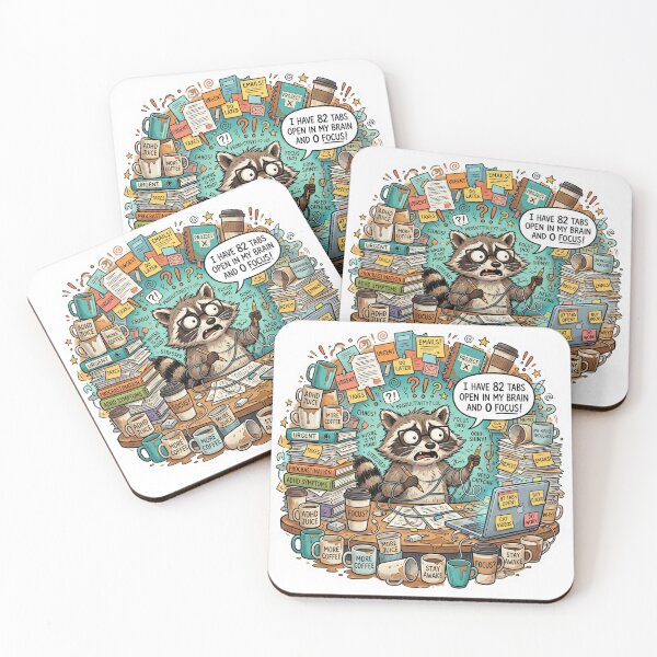 Item preview, ADHD Brain Chaos Funny Raccoon Neurodivergent Sticker designed and sold by Biwbiwty.