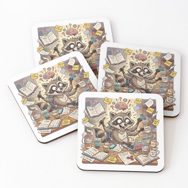 Item preview, Chaotic Raccoon Desk ADHD Meme Cute Sticker designed and sold by Biwbiwty.