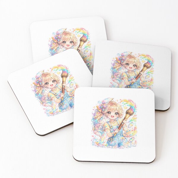 Item preview, Sunshine Painter Girl – Color Splash Kawaii Sticker designed and sold by blossomfun.