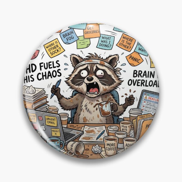 Item preview, ADHD Feels Like This Funny Raccoon Chaos Sticker designed and sold by Biwbiwty.