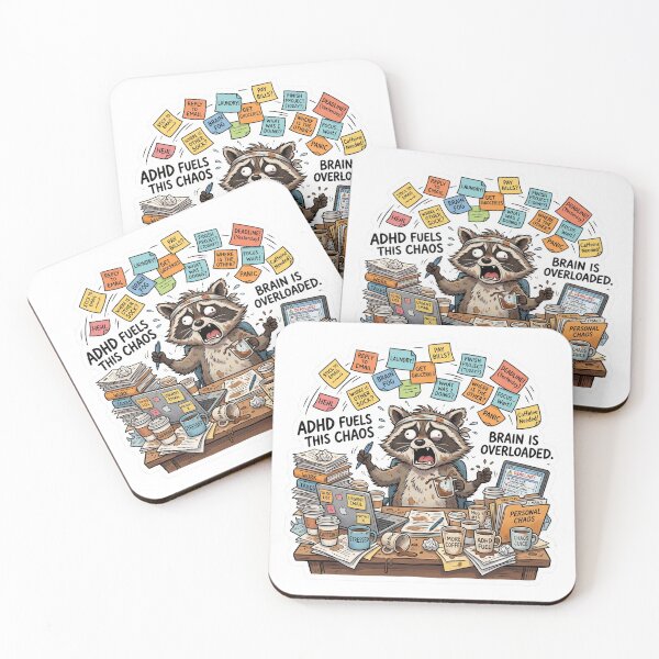 Item preview, ADHD Feels Like This Funny Raccoon Chaos Sticker designed and sold by Biwbiwty.