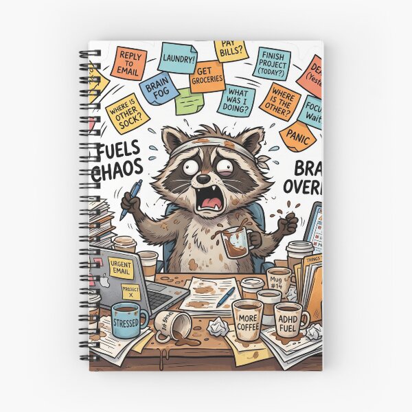 Item preview, ADHD Feels Like This Funny Raccoon Chaos Sticker designed and sold by Biwbiwty.