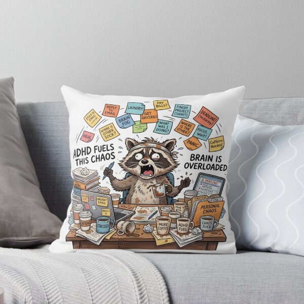 Item preview, ADHD Feels Like This Funny Raccoon Chaos Sticker designed and sold by Biwbiwty.