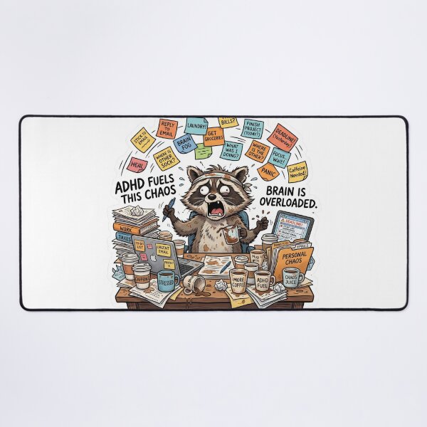 Item preview, ADHD Feels Like This Funny Raccoon Chaos Sticker designed and sold by Biwbiwty.