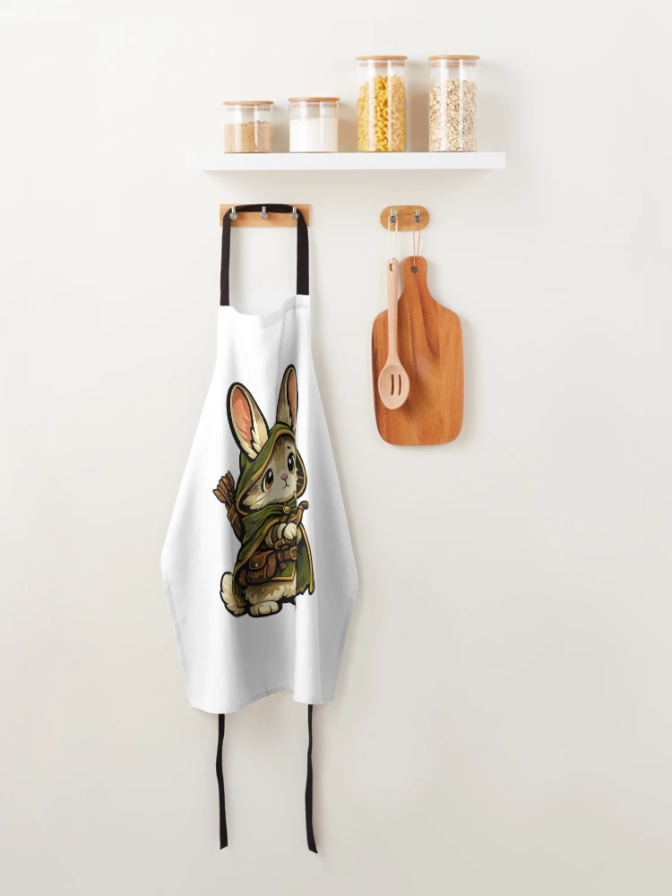 Thumbnail 4 of 6, Apron, Introvert Ranger Rabbit | Cozy Fantasy Introvert Gift designed and sold by Byte Bark.