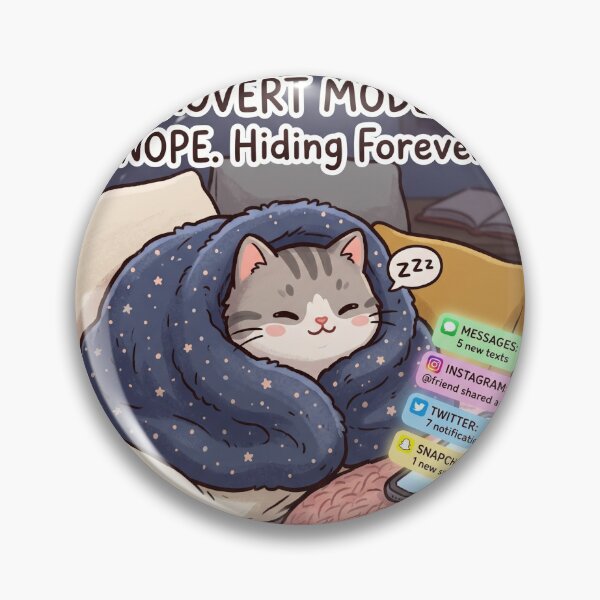 Item preview, Introvert Mode On Cute Cozy Cat Meme Sticker designed and sold by Biwbiwty.