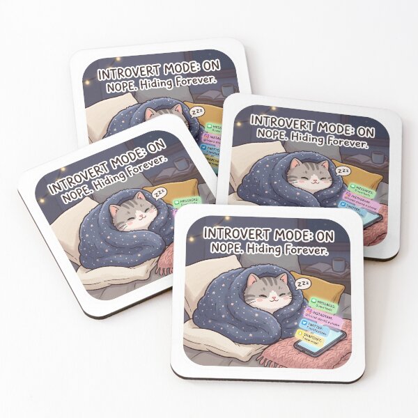 Item preview, Introvert Mode On Cute Cozy Cat Meme Sticker designed and sold by Biwbiwty.