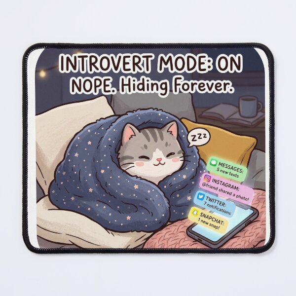 Item preview, Introvert Mode On Cute Cozy Cat Meme Sticker designed and sold by Biwbiwty.