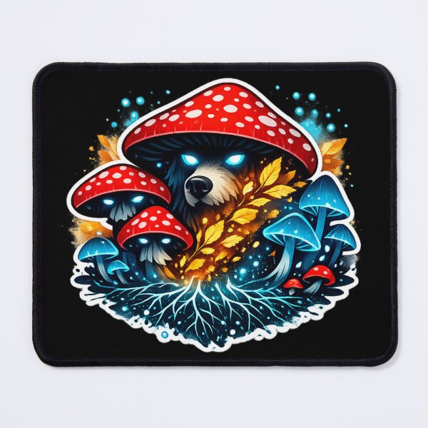 Item preview, Mythical Bear Mushroom Spirit Bioluminescent Forest Art designed and sold by tineldesign.