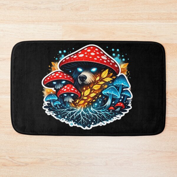 Item preview, Mythical Bear Mushroom Spirit Bioluminescent Forest Art designed and sold by tineldesign.