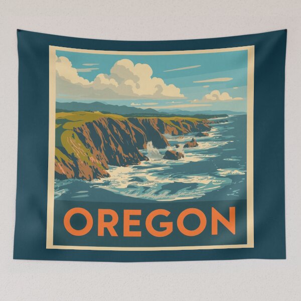 Item preview, Oregon Coast Vintage Travel Poster designed and sold by SeaStarAlex.