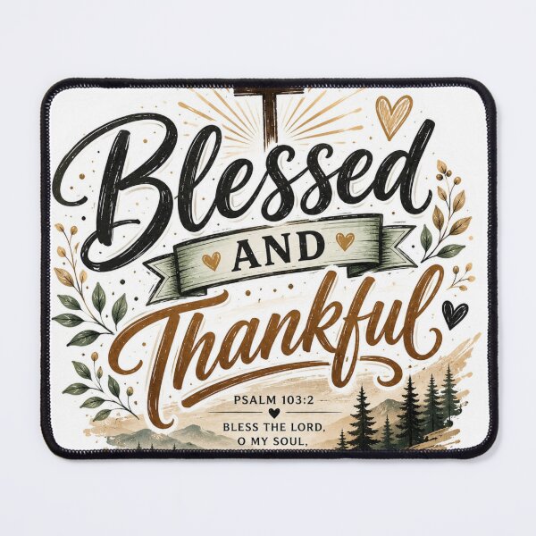 Item preview, Blessed And Thankful Christian Gratitude Typography Sticker designed and sold by Omanut Studio — By Ashwin..