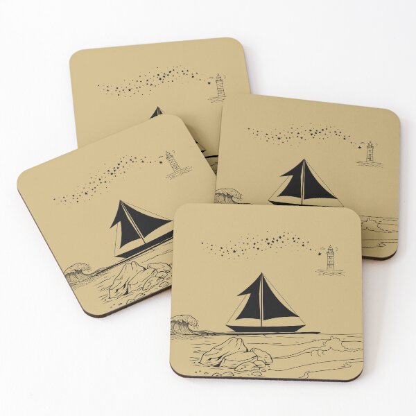 Item preview, Vintage Sailboat and Lighthouse Starry Line Art designed and sold by Kidix Arts.