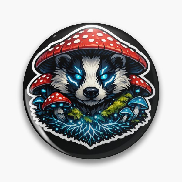 Item preview, Mythical Badger Mushroom Spirit Bioluminescent Forest Art designed and sold by tineldesign.