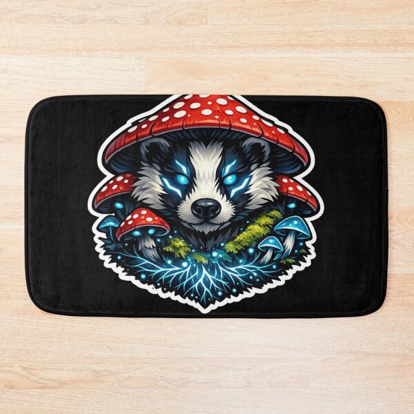 Item preview, Mythical Badger Mushroom Spirit Bioluminescent Forest Art designed and sold by tineldesign.