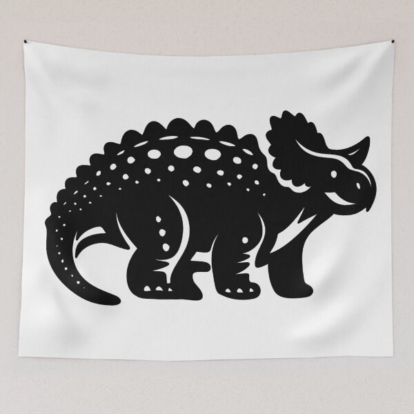 Item preview, Black Triceratops Dinosaur Silhouette Linocut Stencil Art designed and sold by LYAN-STORE.