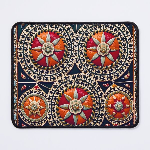 Item preview, Katti Kurgen Suzani Uzbekistan Embroidery Print designed and sold by Vicky Brago-Mitchell®.