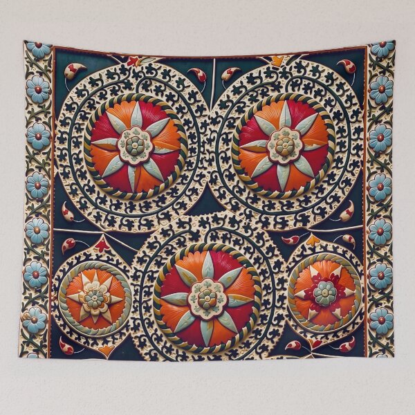 Item preview, Katti Kurgen Suzani Uzbekistan Embroidery Print designed and sold by Vicky Brago-Mitchell®.