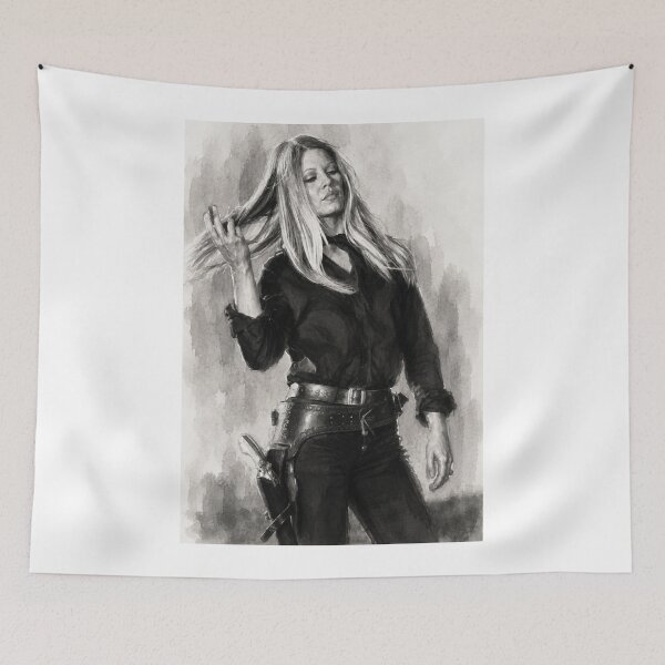 Item preview, Brigitte Bardot Western Gunslinger Watercolor Art Print designed and sold by Vicky021.