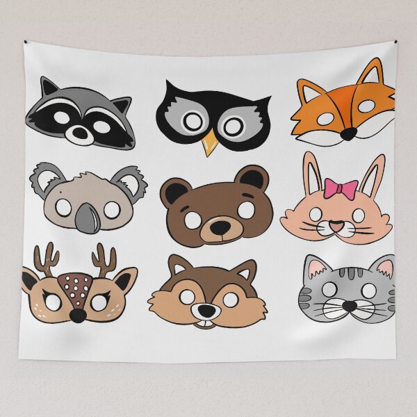 Item preview, Cute Woodland Animal Masks Kids Birthday Party Sticker Pack designed and sold by LYAN-STORE.