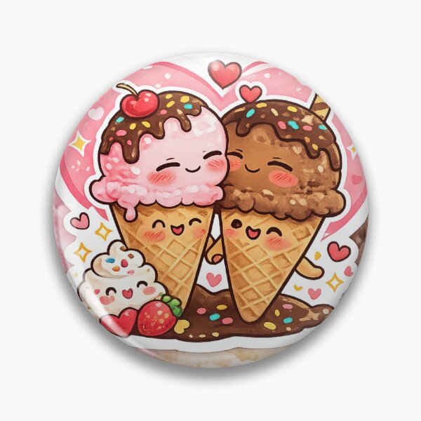 Item preview, Cute Ice Cream Couple in Love Kawaii Sticker designed and sold by Tinytreatstudio.