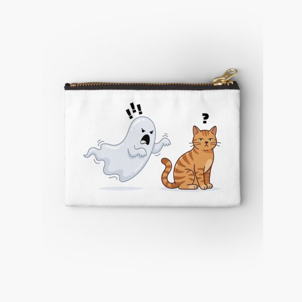 Item preview, Unbothered Cat Vs Scared Ghost Funny Cartoon designed and sold by Scorviouz.