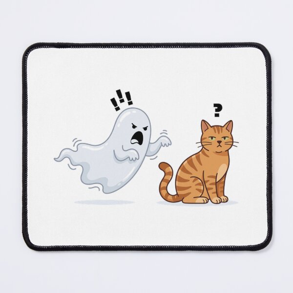 Item preview, Unbothered Cat Vs Scared Ghost Funny Cartoon designed and sold by Scorviouz.