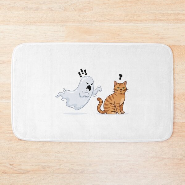 Item preview, Unbothered Cat Vs Scared Ghost Funny Cartoon designed and sold by Scorviouz.