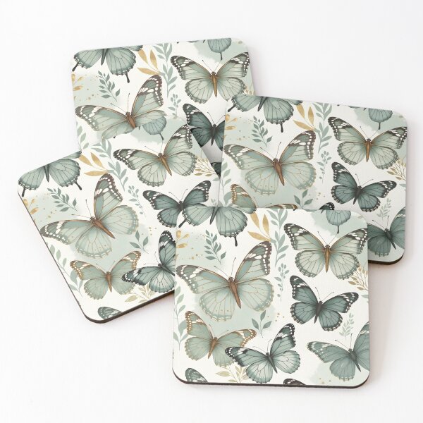 Item preview, Aesthetic Green Butterfly Seamless Watercolor Pattern designed and sold by Hazelartdesign.